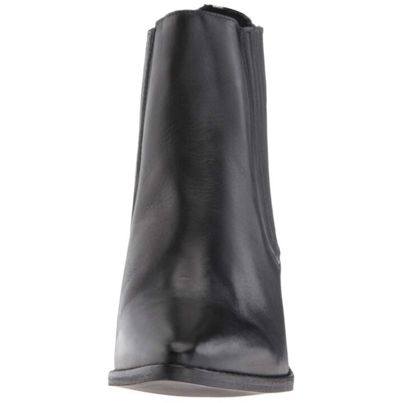 Black Genuine Leather Pointed Toe Ankle Boots - Picture 3 of 3